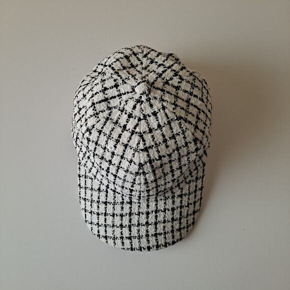 NWT J. Crew Tweed Plaid Baseball Cap Adjustable Hat Black White Women\'s One Size main image 10